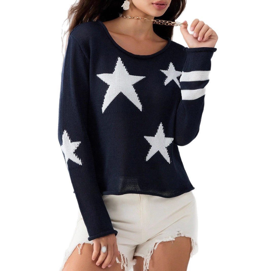 Women's sweater with star pattern in high quality knit Lune London