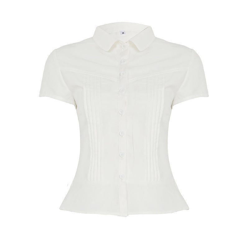 Women's Short Sleeve Blouse with Button Lune London