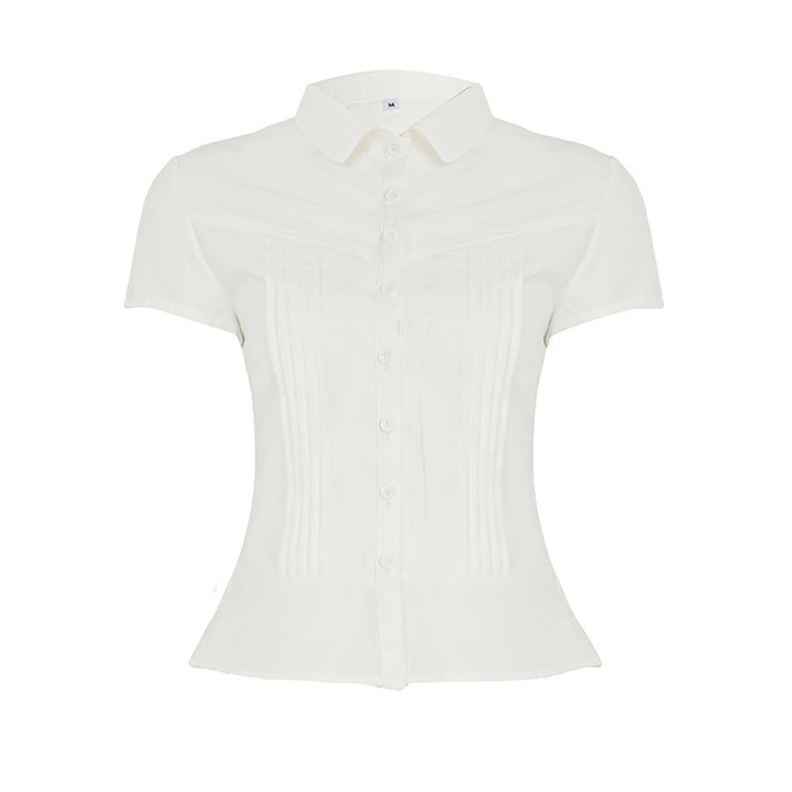 Women's Short Sleeve Blouse with Button Lune London