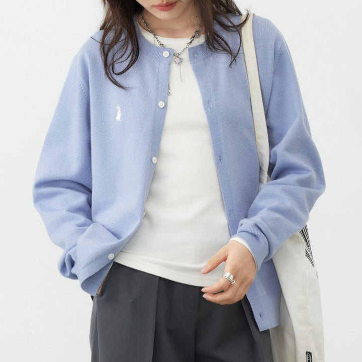 Ladies soft knit jacket with fine button details and a chic and stylish design