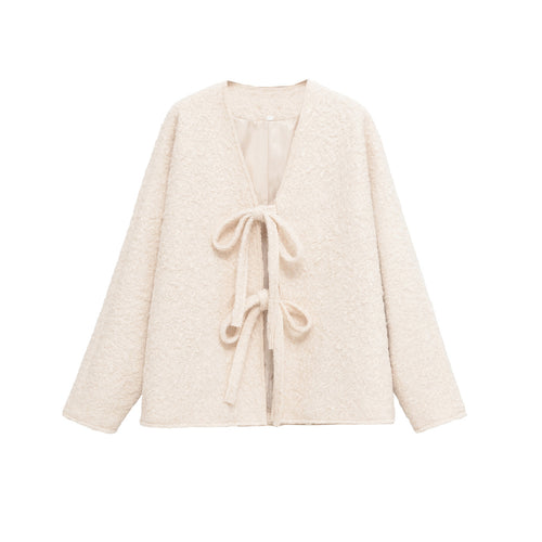 Ladies soft teddy jacket with adjustable drawstring Lune London