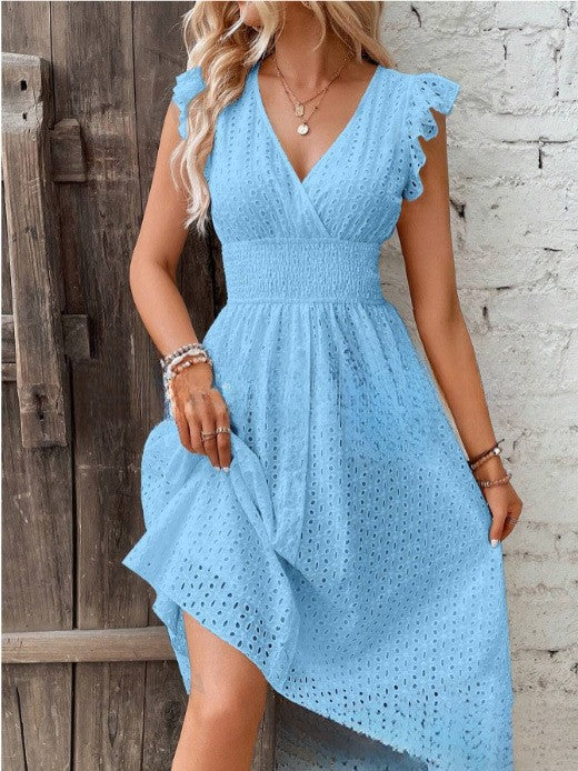 Summer Ruffle Dress for Women with Waffle Texture Lune London