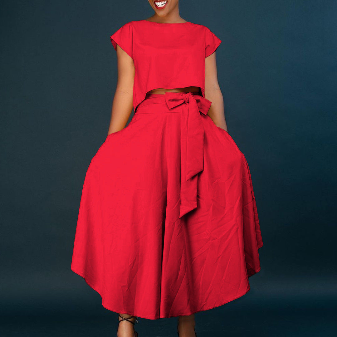 Asymmetrical maxi dress for women with wrapped belt Lune London