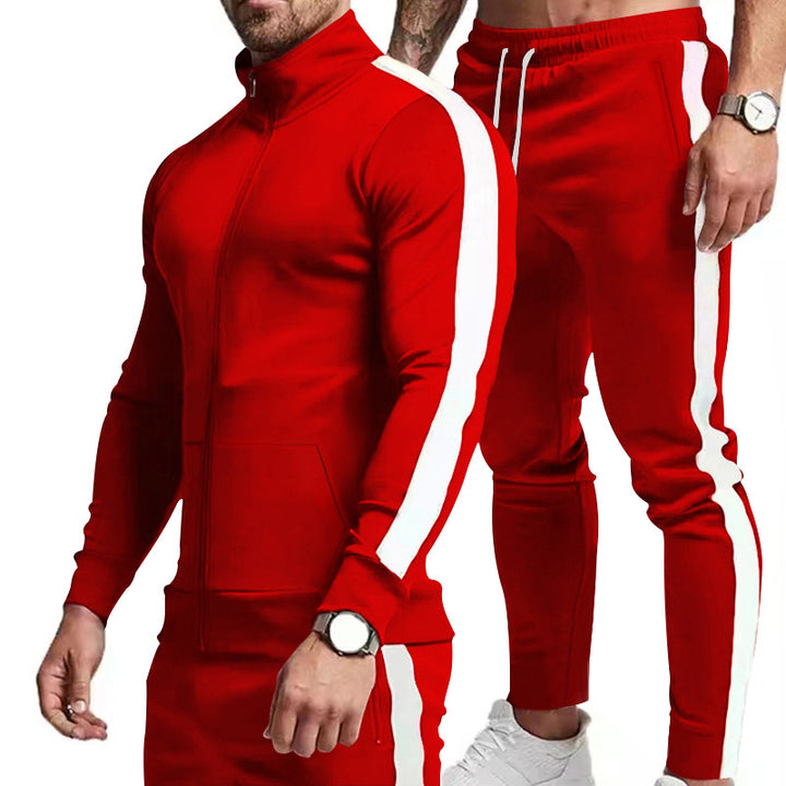 Men's sports tracksuit with high collar and side stripes Lune London