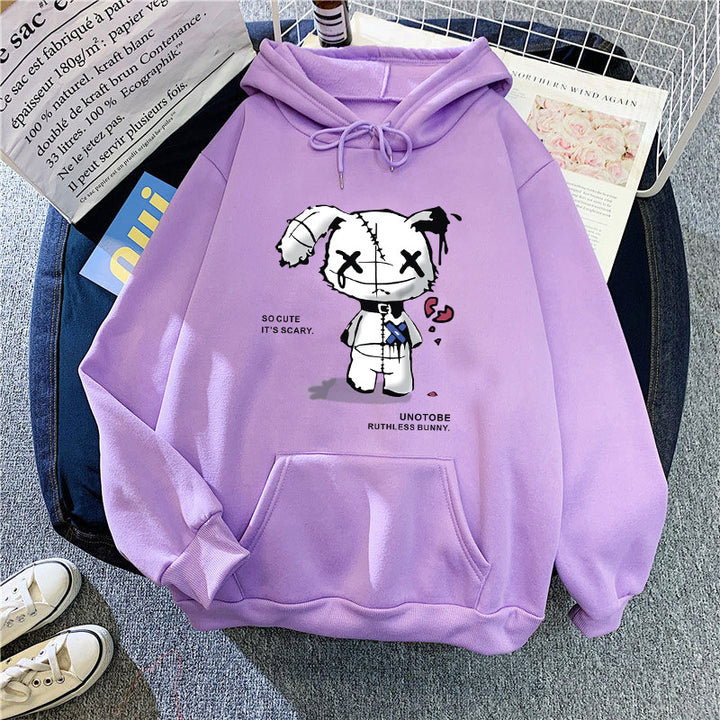 Ladies hooded sweatshirt with unique cartoon design and cozy inner lining Chic & Stil