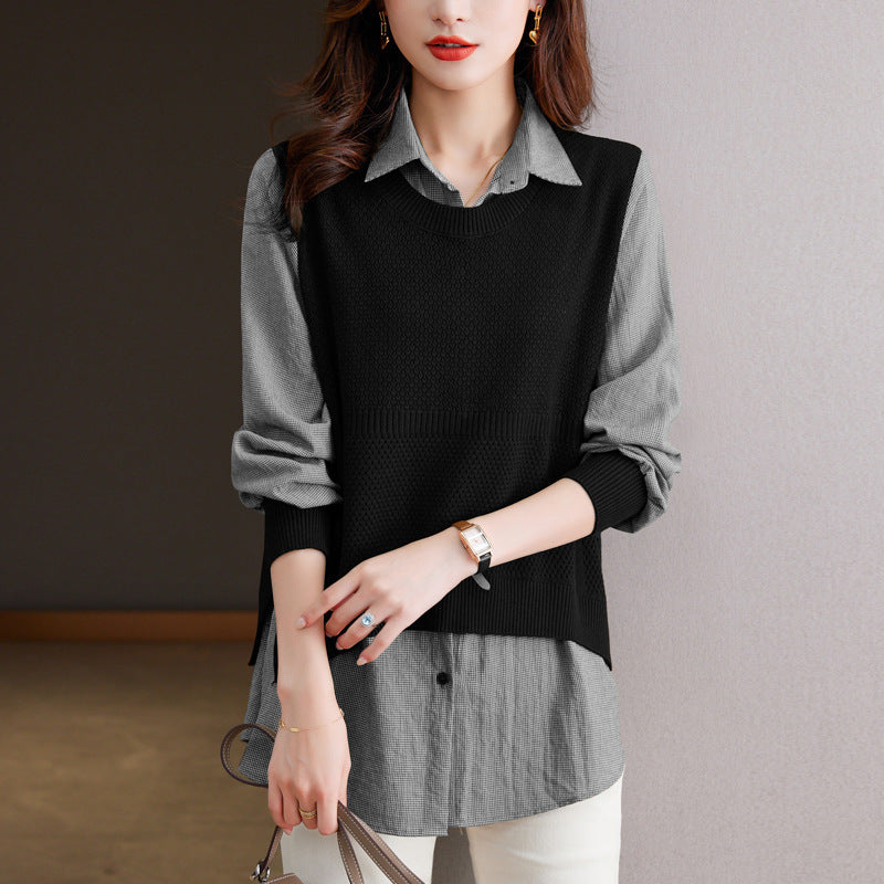 Pull en tricot pour femmes avec un look superposé unique et une texture fine Lune London