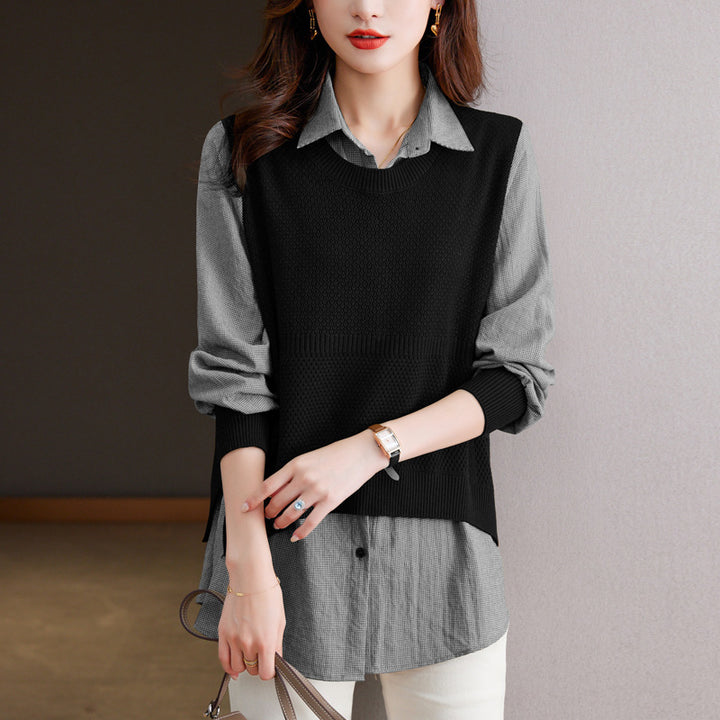 Pull en tricot pour femmes avec un look superposé unique et une texture fine Lune London