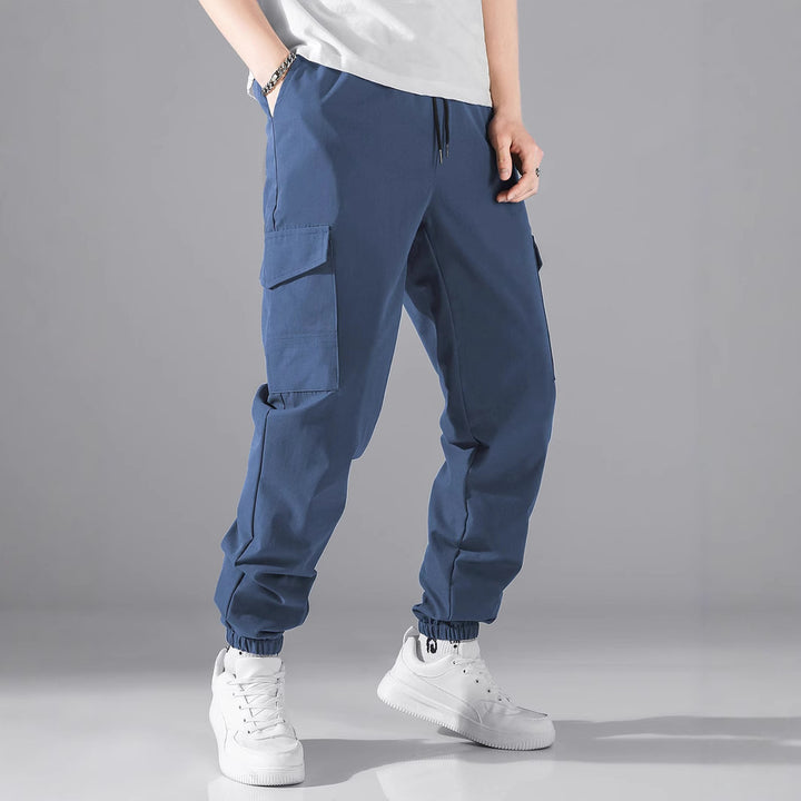 Men's cargo jogger pants with elastic waistband and side pockets Lune London