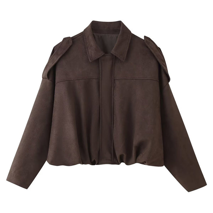Ladies Oversized In synthetic leather with chic high collar and elastic Lune London