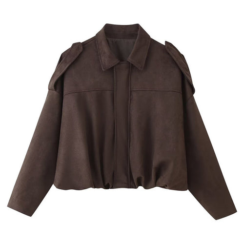 Ladies Oversized In synthetic leather with chic high collar and elastic Lune London
