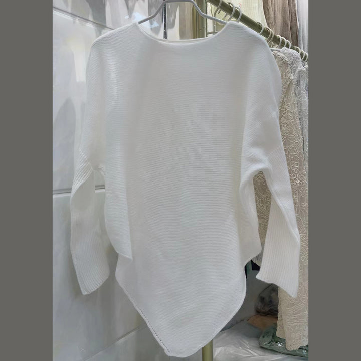 Pull femme décontracté avec coupe asymétrique et col large Lune London