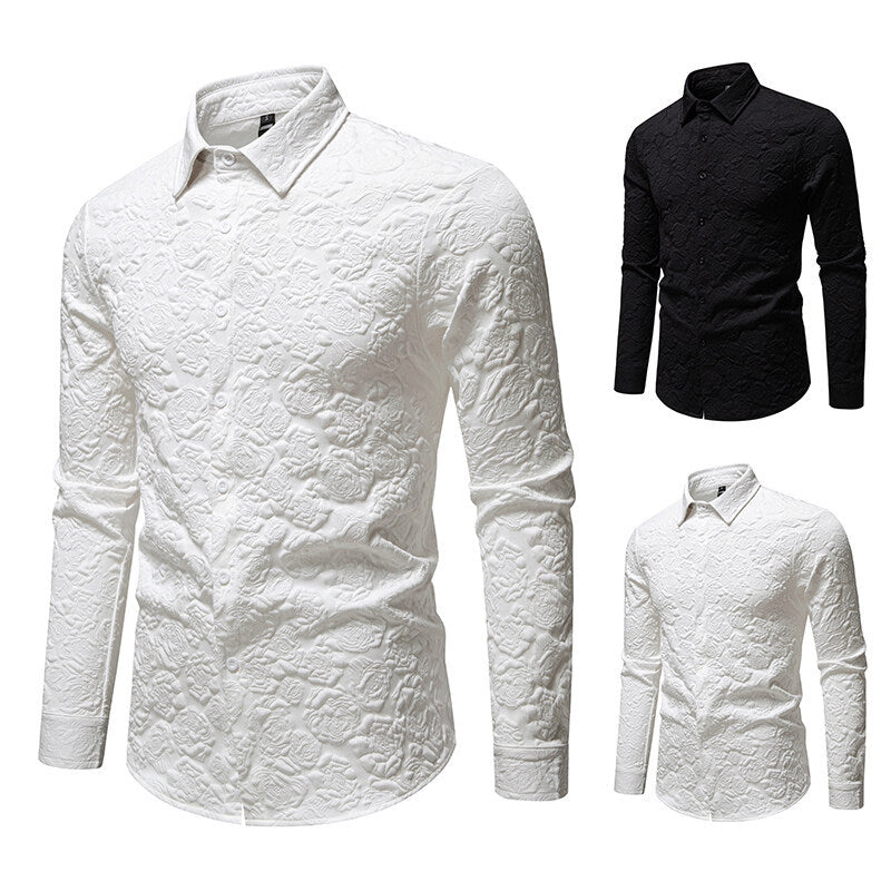 Men's Long Sleeve Shirt with Textured Design Lune London