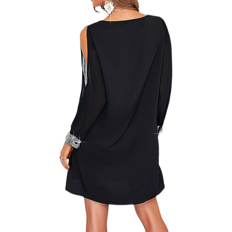 Elegant mini dress for women with off-shoulder and sequins accents Lune London