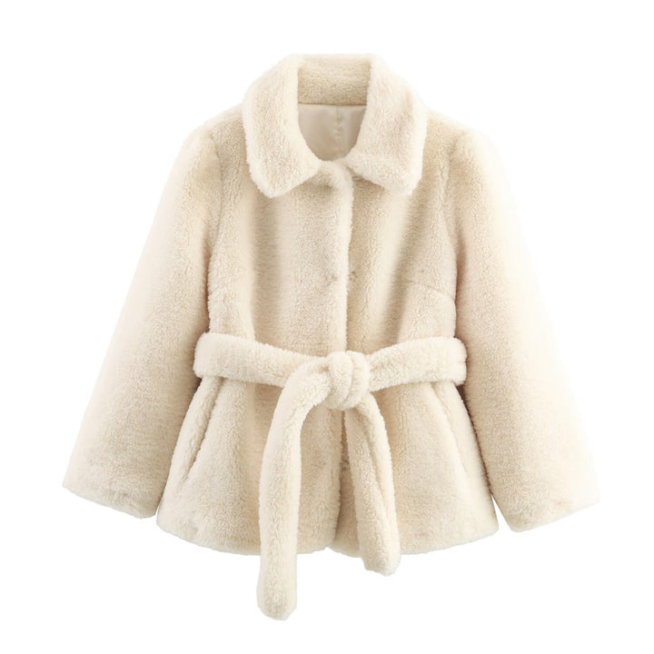 Teddy fur coat for women with belt and soft lining Lune London