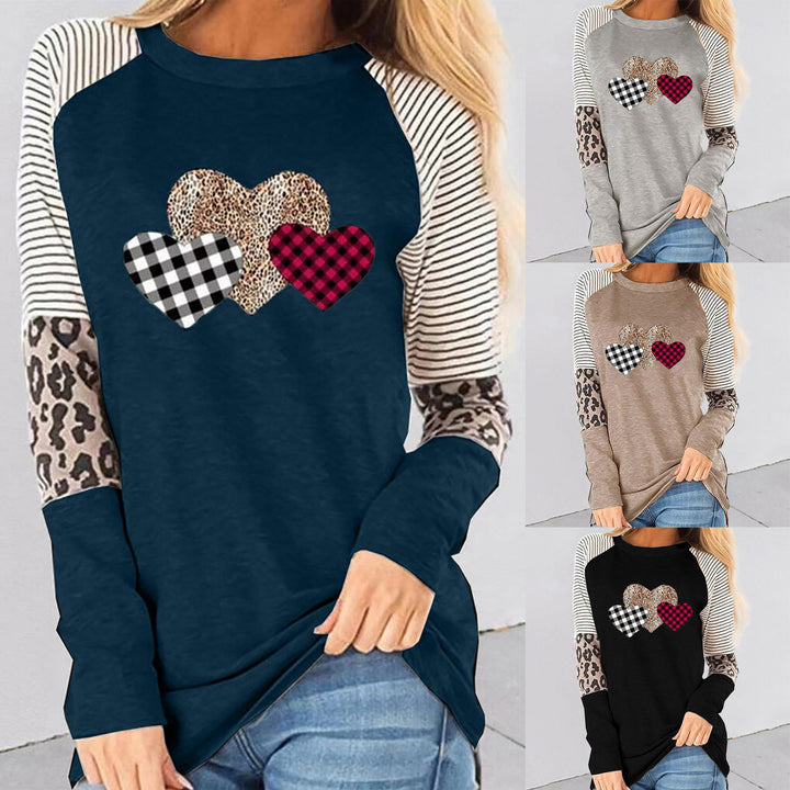 Ladies casual long sleeve T-shirt with heart pattern and textured design Lune London