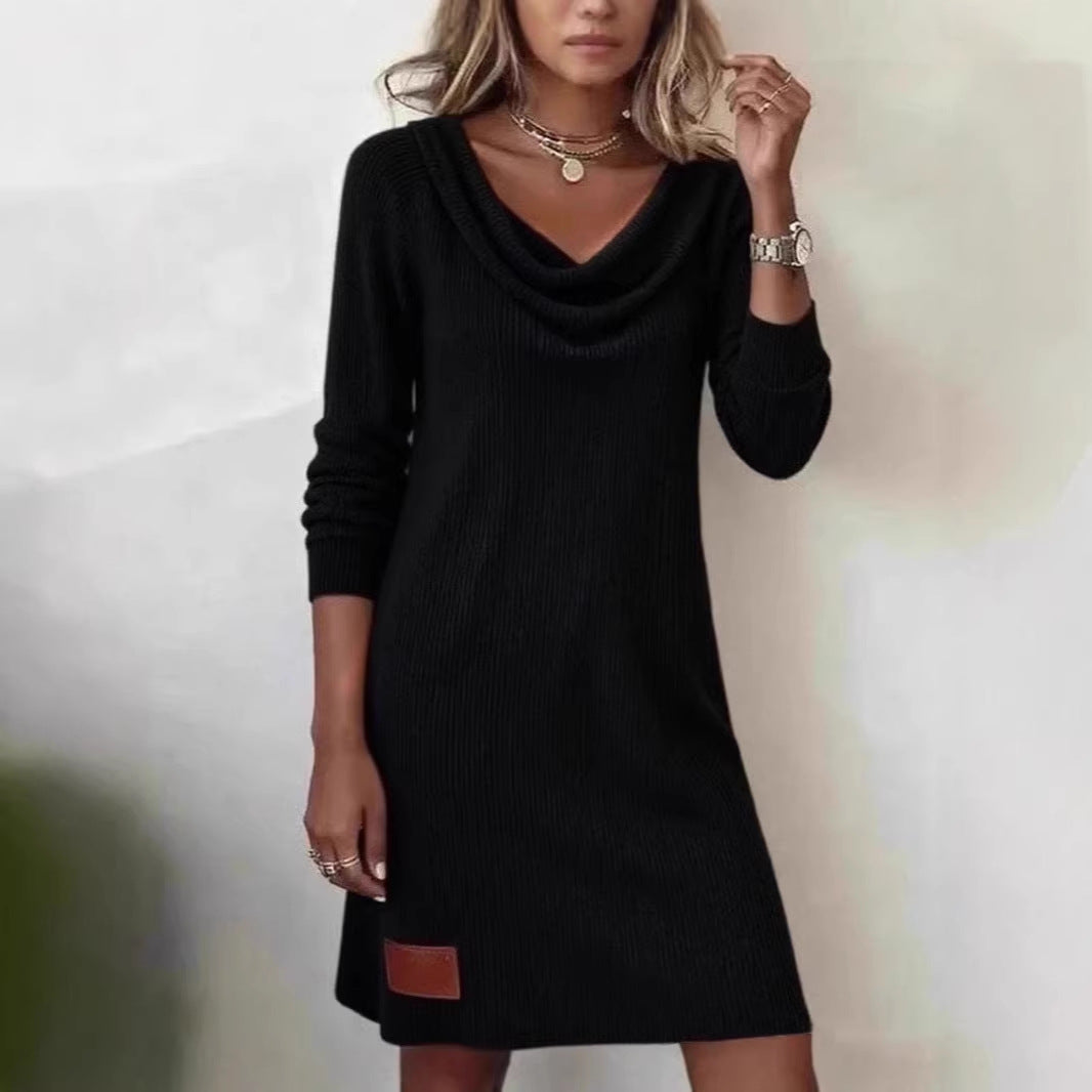 Robe tricot décontractée pour femmes avec décolleté en cascade Chic & Stil