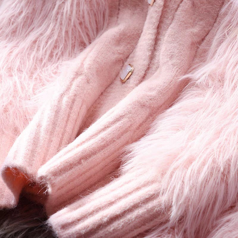 Fashion knitted jacket for women with fluffy sleeves Lune London