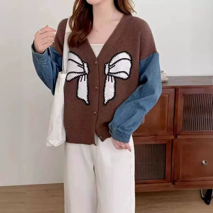 Cardigan féminin à la mode avec broderie décorative en nœud Chic & Stil