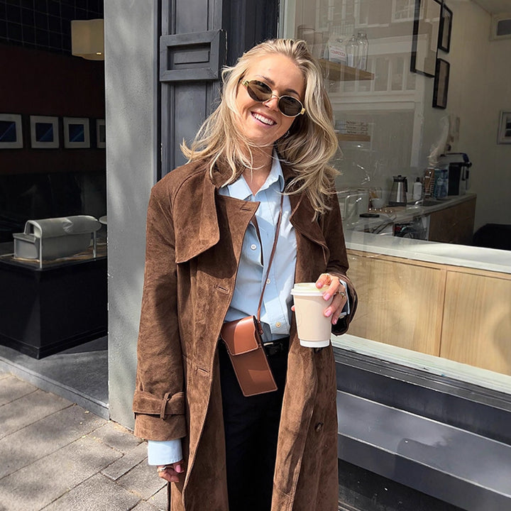 Long coat for women in soft suede Lune London