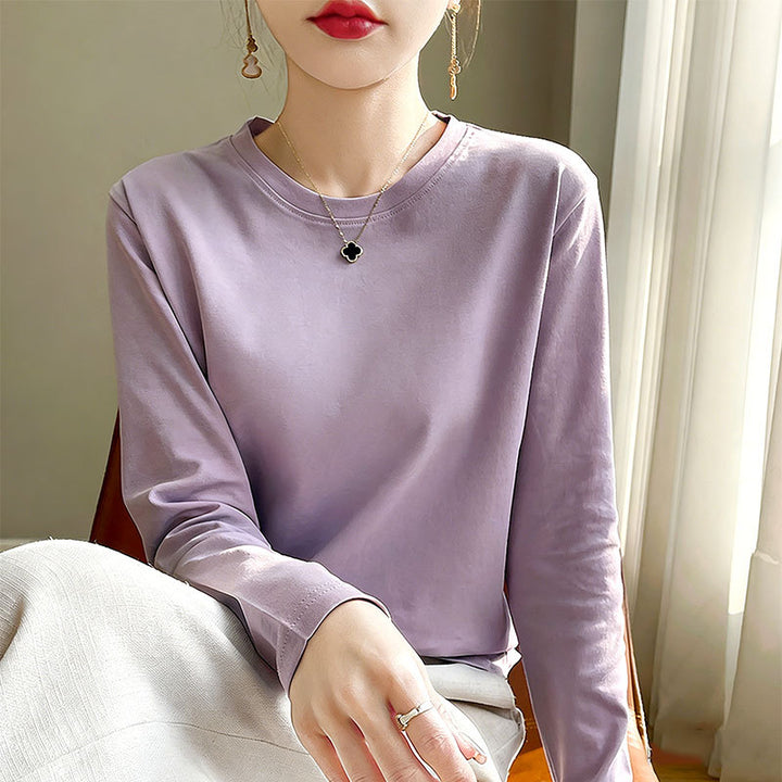 Women Round Neck Long Sleeve Shirt Chic & Stil