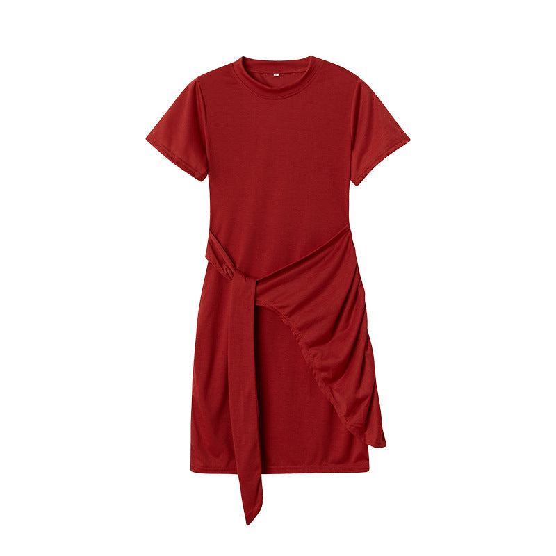 Chic and Stylish Draped Leisure T-Shirt Dress for Women