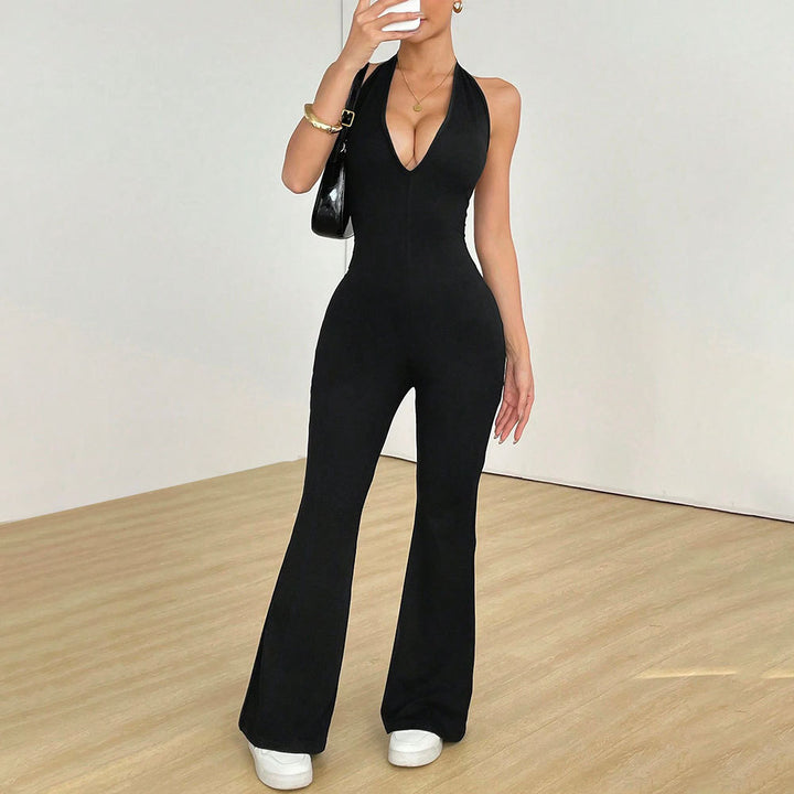Combinaison pour femme avec décolleté en V profond et jambes larges Chic & Stil