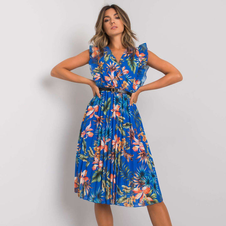Lune London Floral Print Ruffled Sleeve Midi Dress for Women