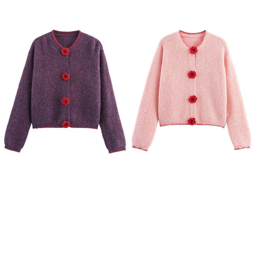 Ladies cardigan with floral appliqués Lune London
