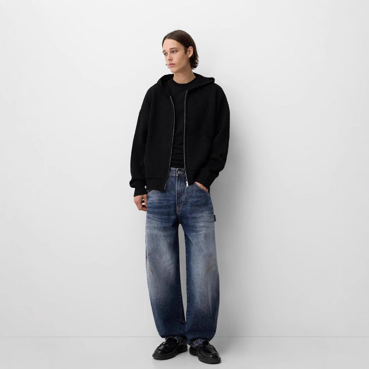 Women’s casual hoodie jacket with textured knit and full zip Lune London