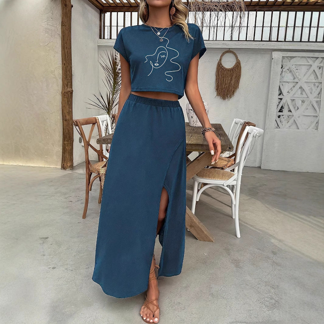 Women’s set with crop top and elegant maxi skirt Lune London
