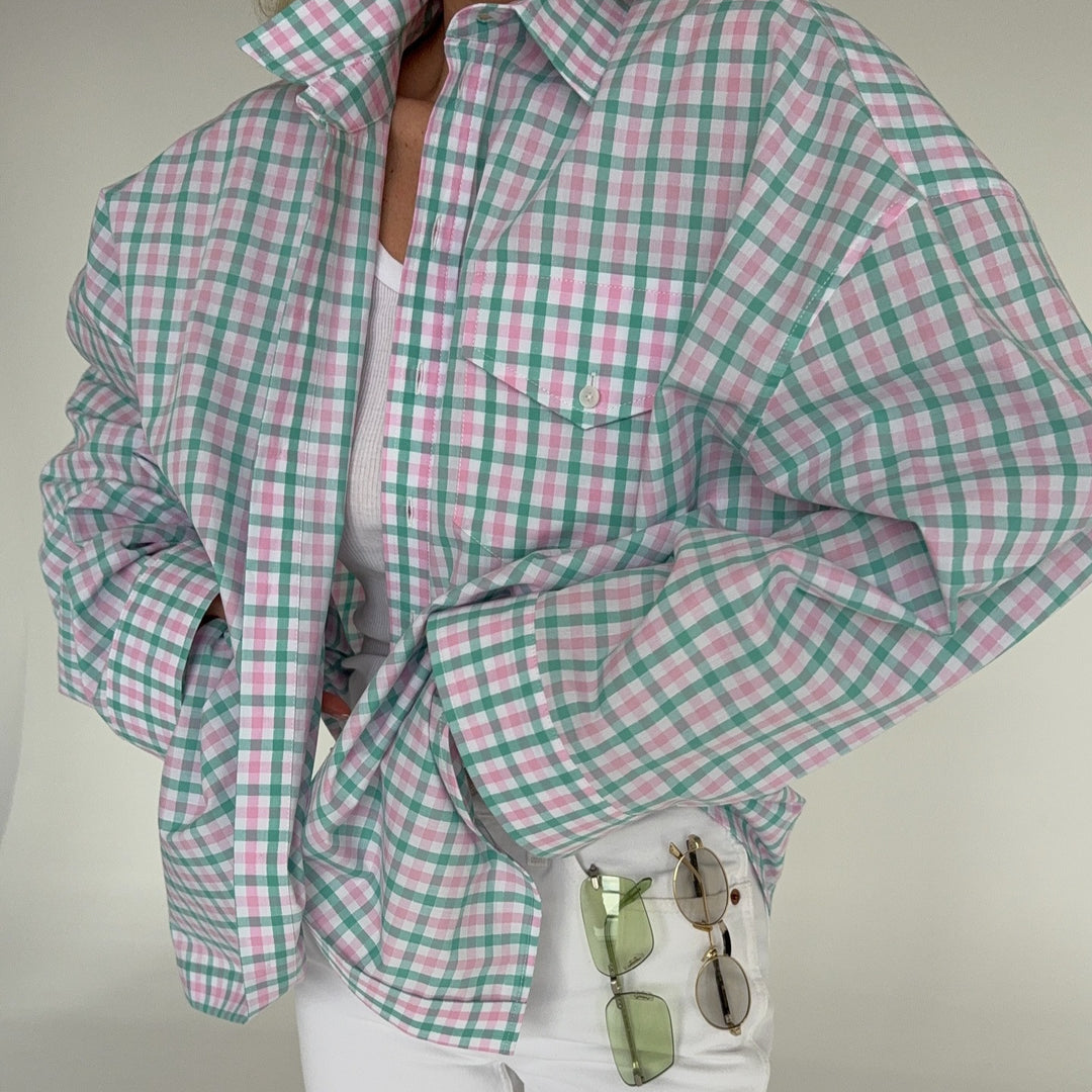 Casual plaid cotton shirt for women with a generous fit Lune London