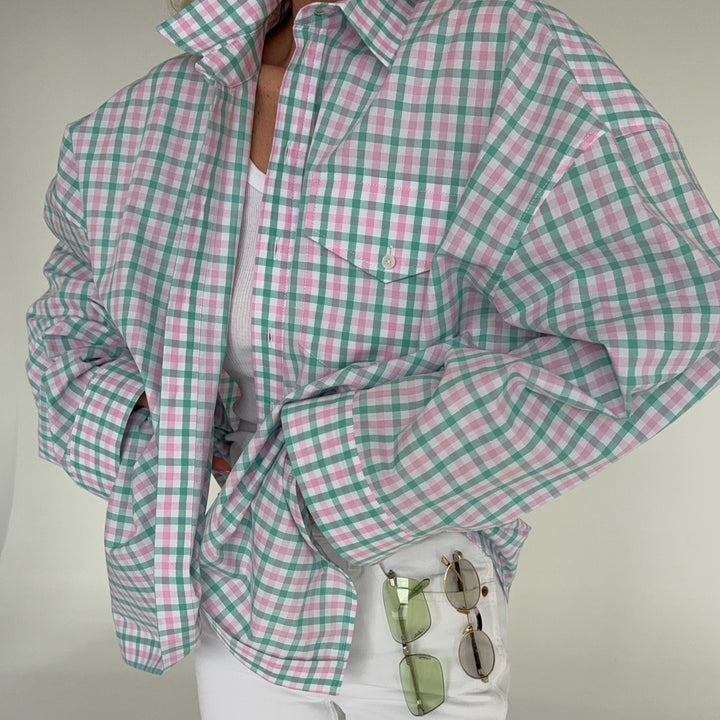 Casual plaid cotton shirt for women with a generous fit Lune London