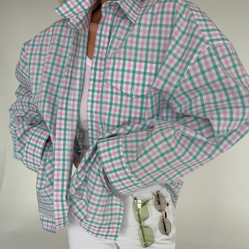 Casual plaid cotton shirt for women with a generous fit Lune London
