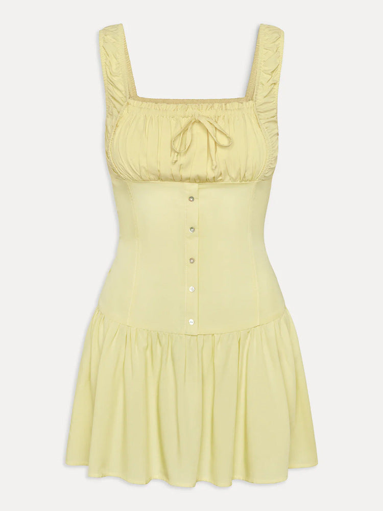 Lune London Mini dress for women with ruffle details and decorative bow