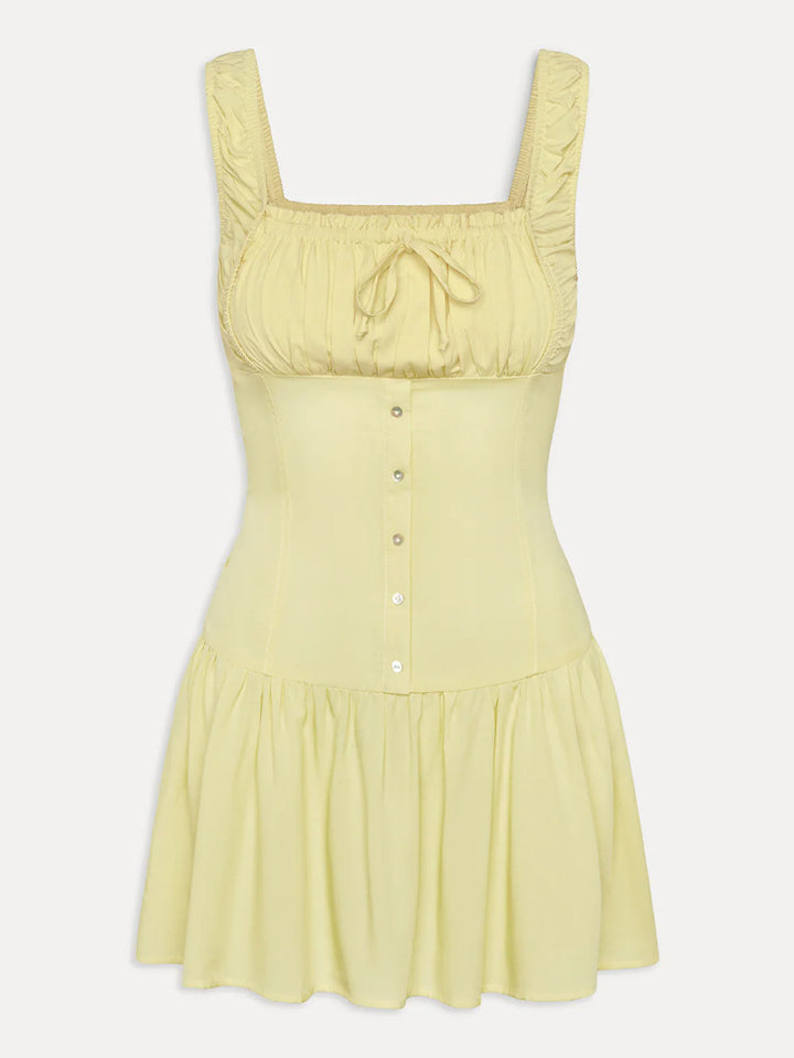 Lune London Mini dress for women with ruffle details and decorative bow