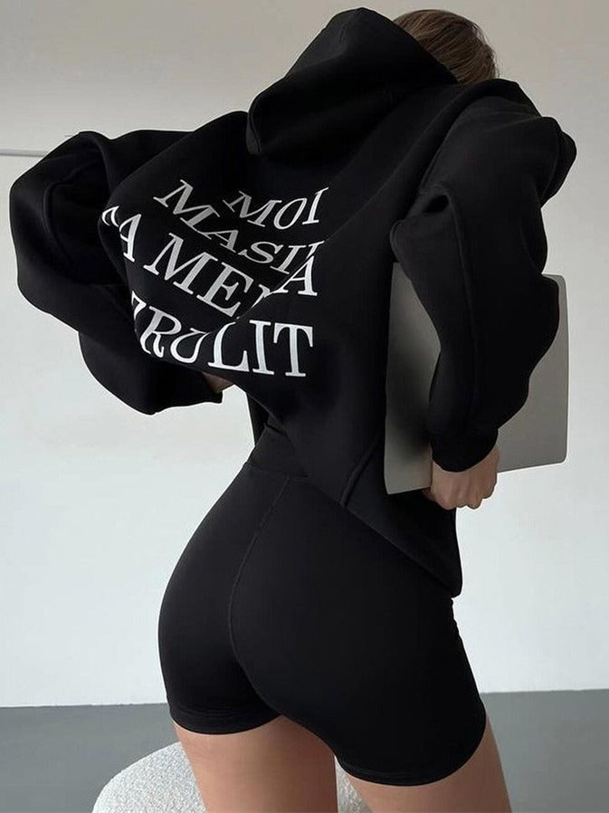 Urban hoodie for ladies with playful inscription Lune London