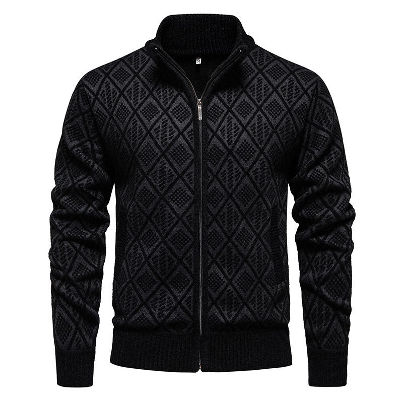 Fashionable men's knitted jacket with textured surface Lune London