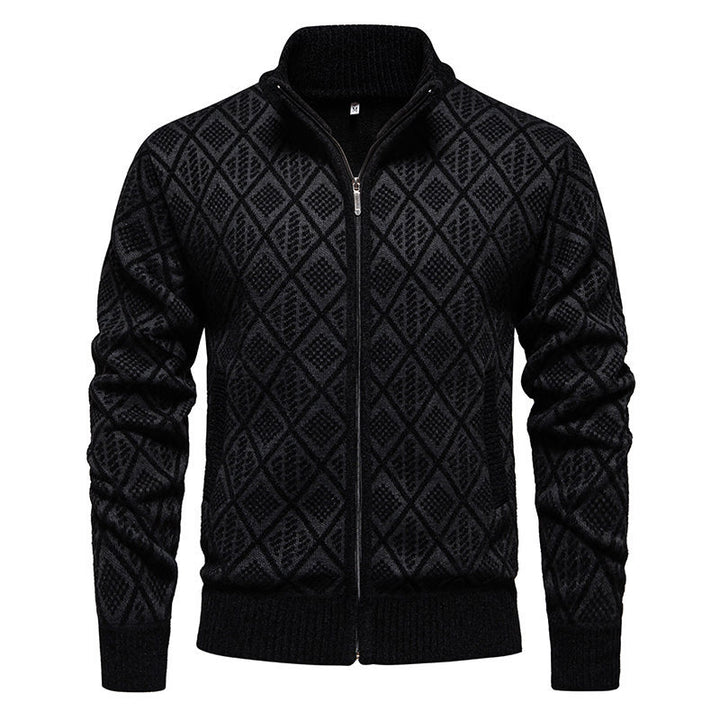 Fashionable men's knitted jacket with textured surface Lune London