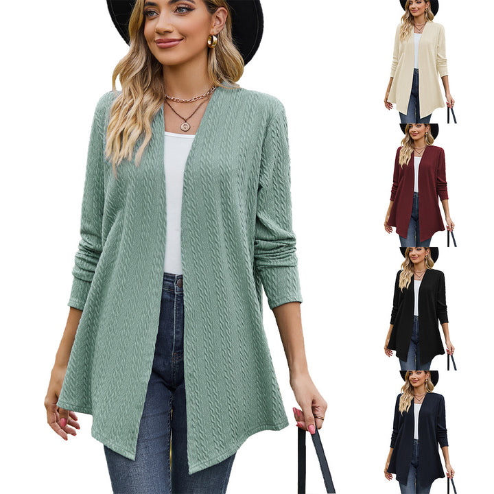Knit jacket for women with a modern wave pattern and an open design Lune London