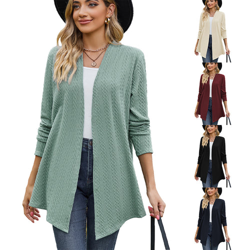 Knit jacket for women with a modern wave pattern and an open design Lune London
