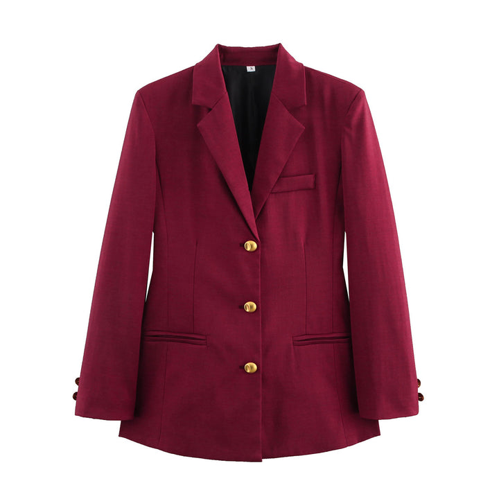 Women modern checked blazer with golden buttons Lune London