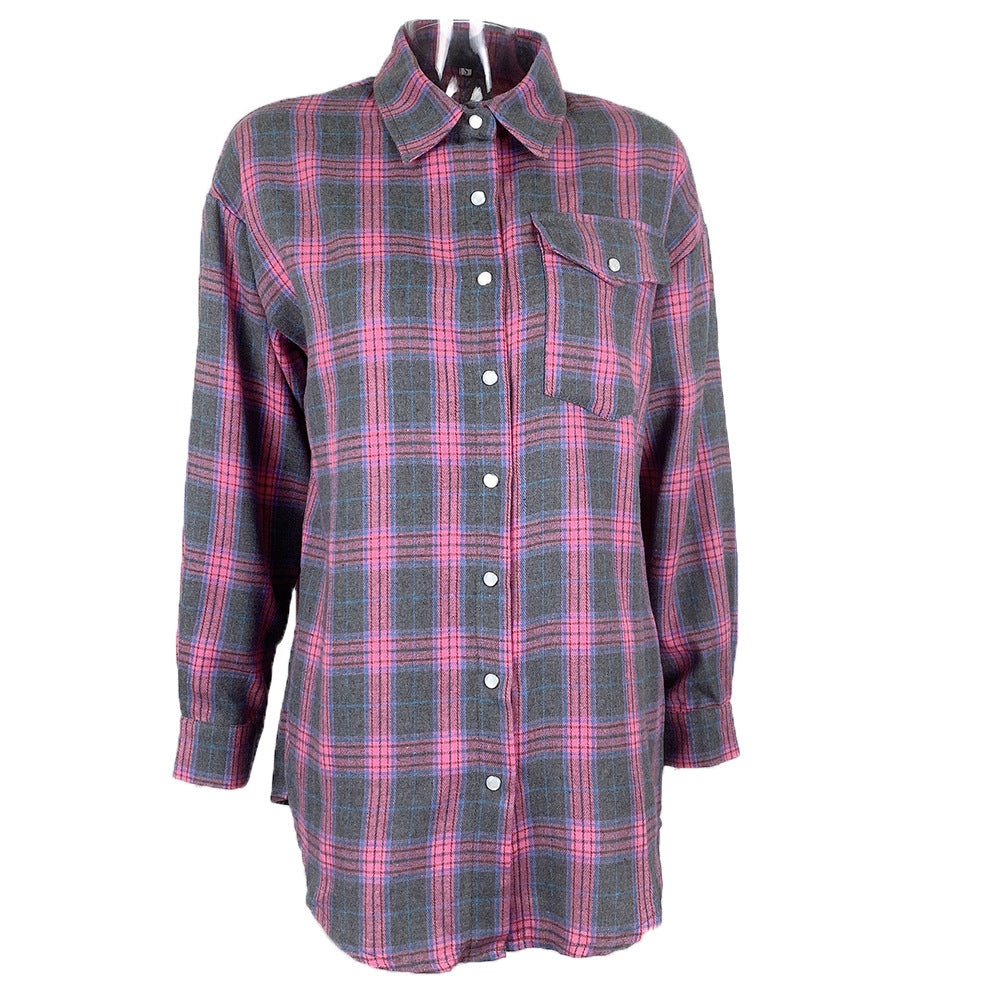 Casual plaid cotton shirt for women with a generous fit Lune London