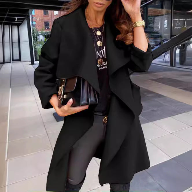 Elegant and bold women's coat with a casual wrap design Lune London