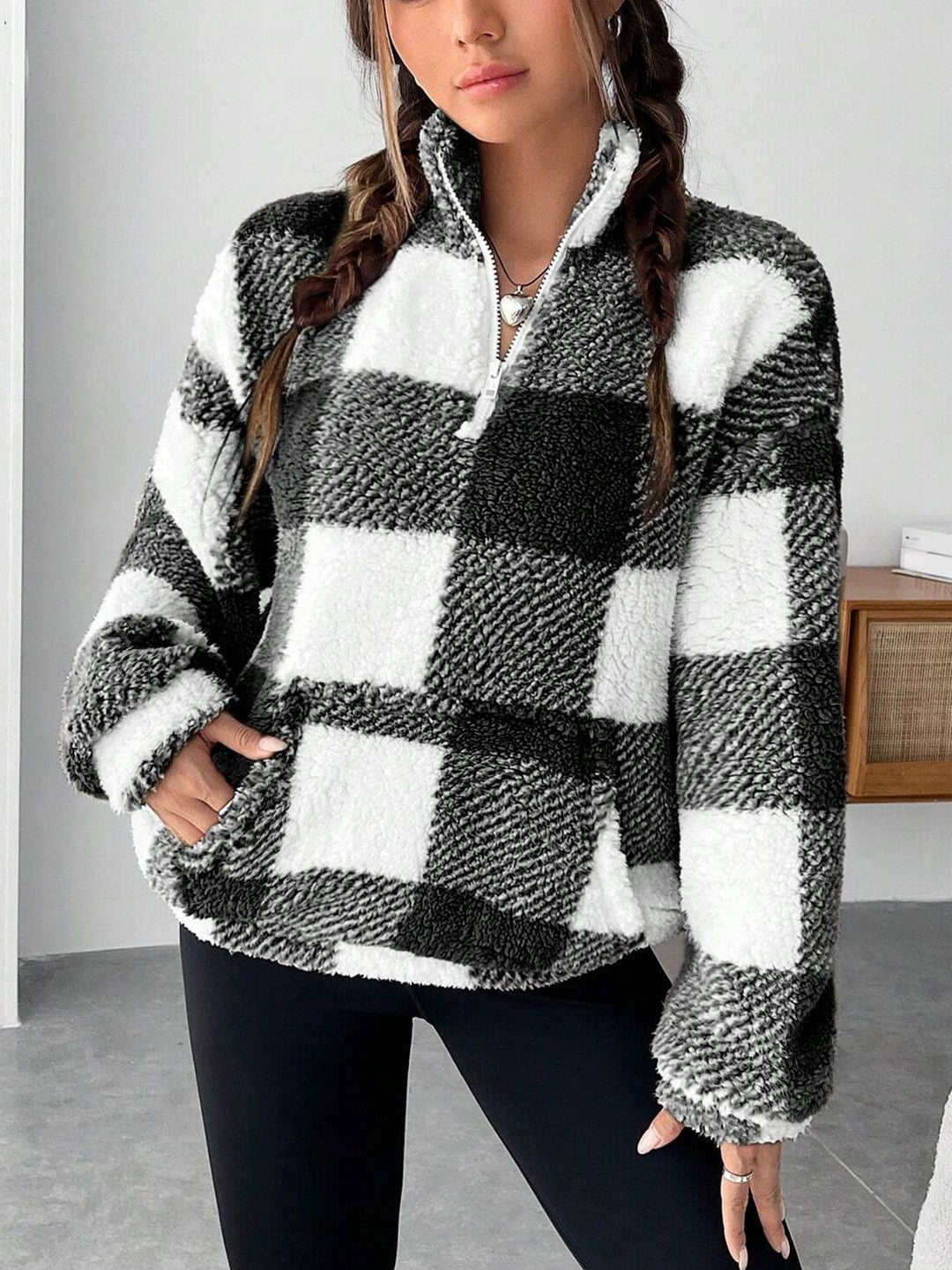 Fleece jacket for women with zipper and pockets Lune London