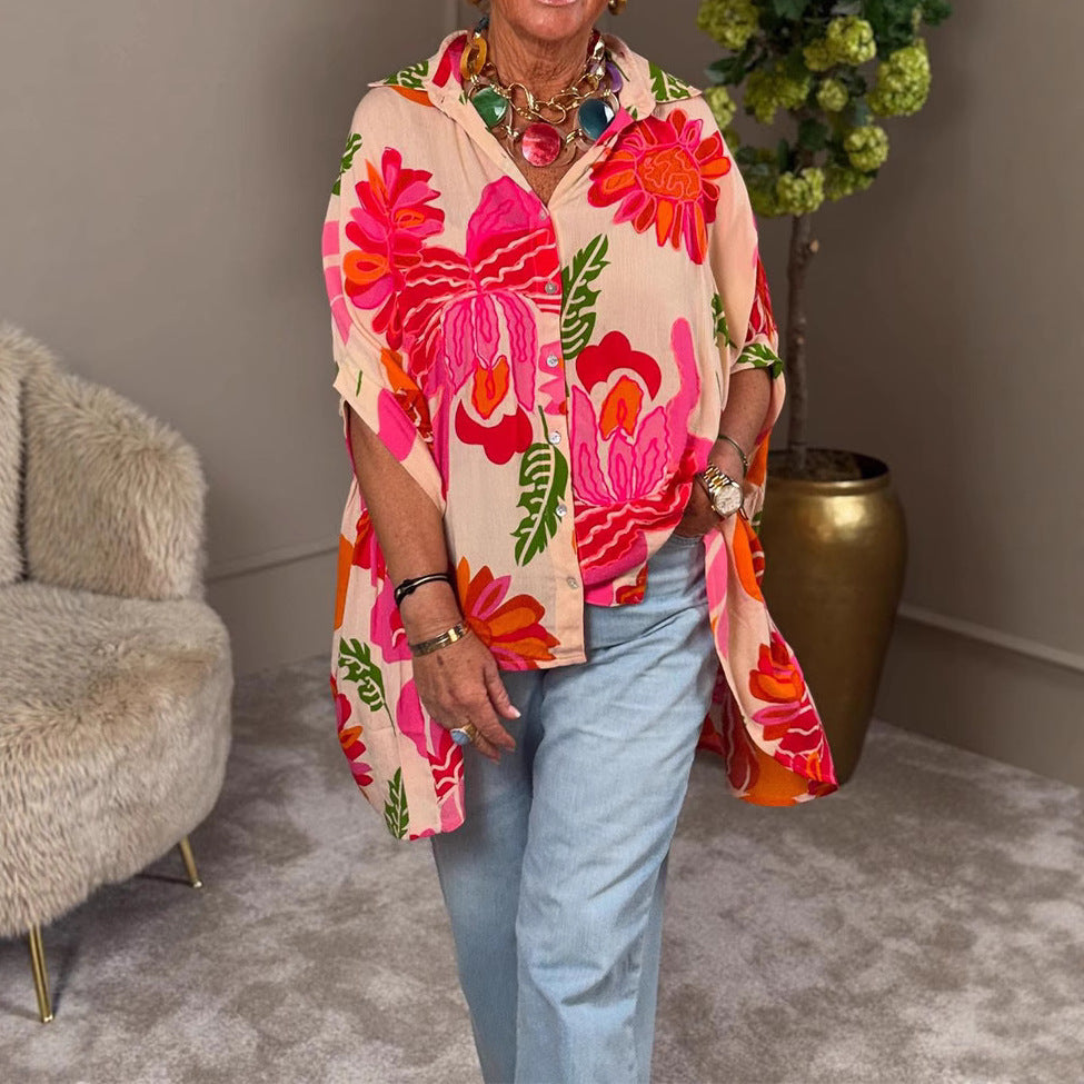 Blouse kimono fluide pour femme avec design floral coloré Chic & Stil
