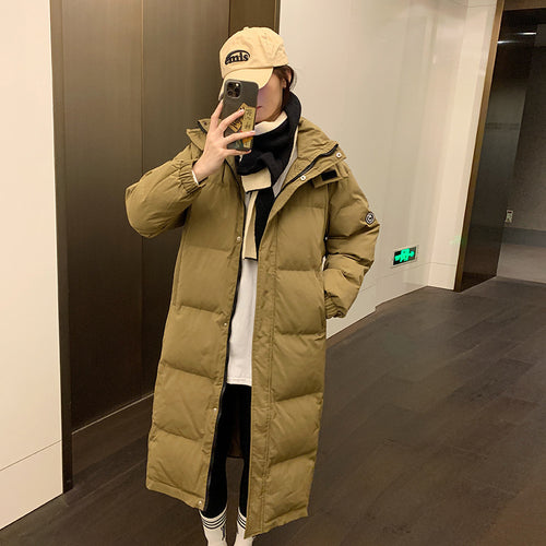 Ladies Long insulated winter parka with hood and additional inner pockets Lune London