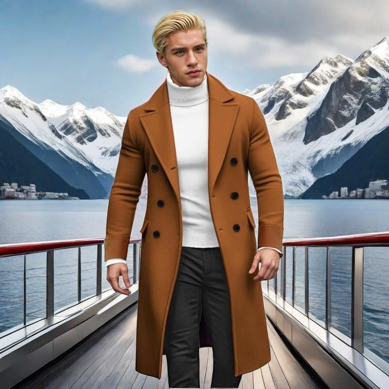 Elegant double-breasted coat for men with high collar Lune London