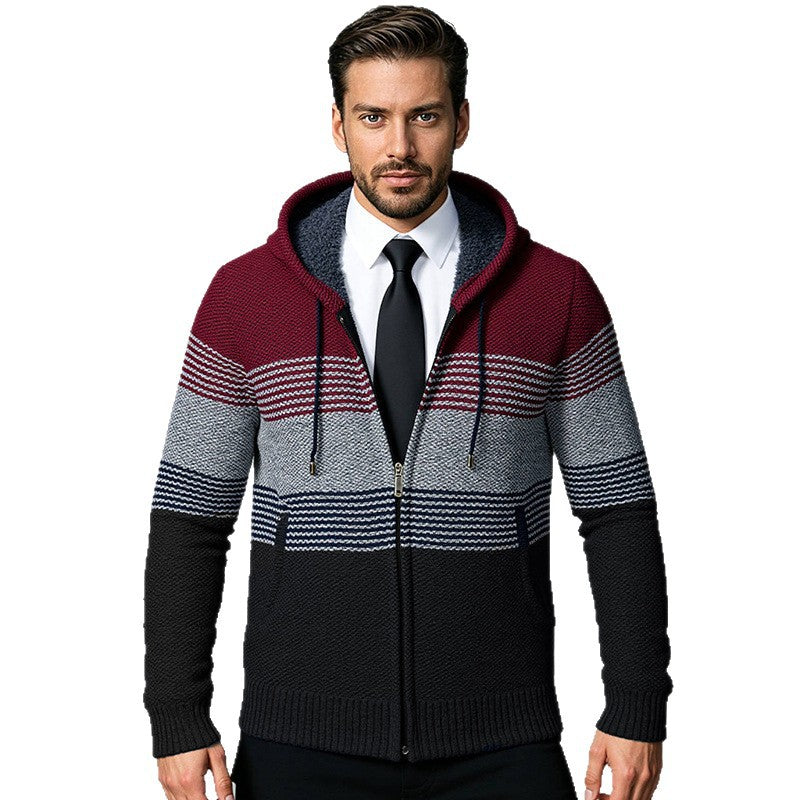 Design coat for men with hood and structured knitted pattern Lune London