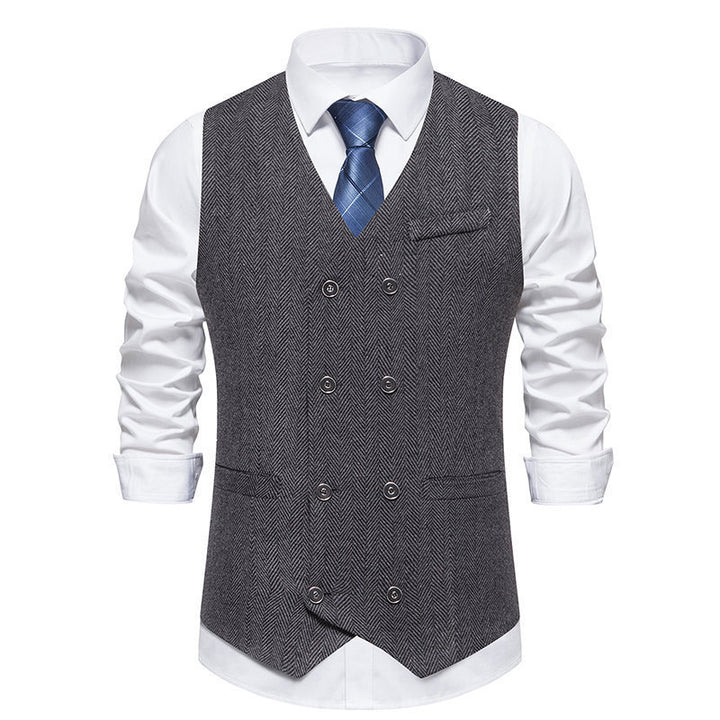 Elegant double-breasted vest for men with textured design Lune London