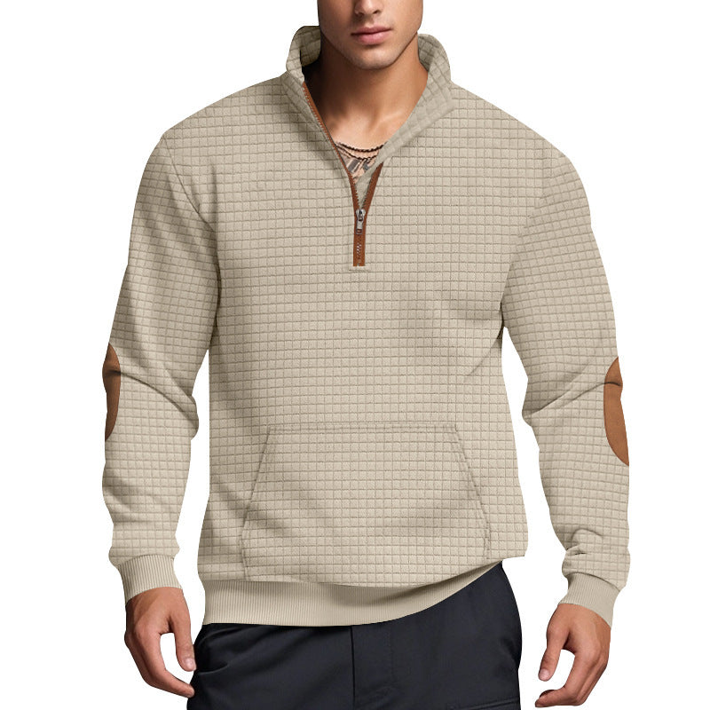 Structured fleece pullover for men with trendy high collar Lune London